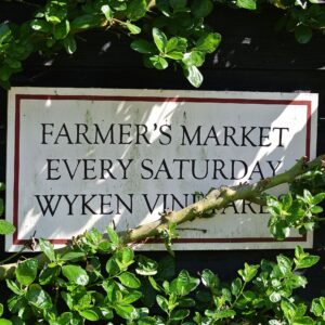 Wyken Hall Vineyard Farmers market sign Suffolk