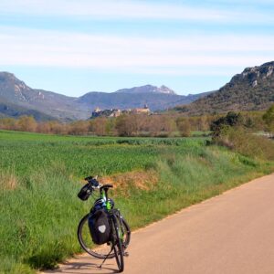 Scenic cycling in La Rioja wine country Green Spain