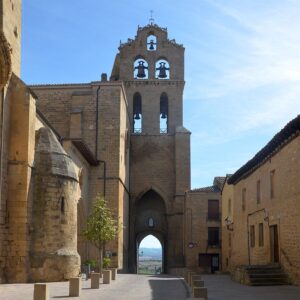 Church in vineyard village La Rioja wine country Green Spain